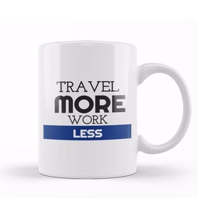 Cute Travel More, Work Less Traveling Kupa Bardak Porselen