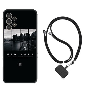 Samsung Galaxy M14 Kılıf Silikon Boyun Askılı İpli Desenli Silikon New York 1612