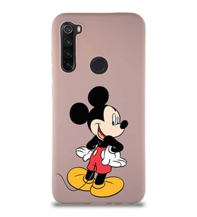 Xiaomi Redmi Note 8 Soft Premier Kapak Mickey Mouse-D Tasarımlı Silikon Kılıf - Pudra (Şeffaf)
