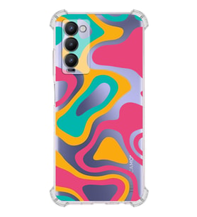 PrintiFy Tecno Camon 18 Uyumlu Köşe Korumalı Renkli Desen Tasarımlı Şeffaf Silikon Kılıf