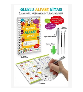 OLUKLU ALFABE KİTABI UÇAN SİHİRLİ KALEM VE KALEM TUTUCULU
