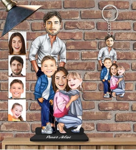 Kişiye Özel Aile Ahşap Biblo ve Anahtarlık 2 li set-29