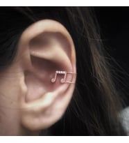 Müzik Notası Rose Kaplama Kıkırdak Gümüş Küpe