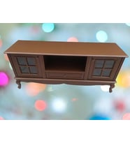 Tv Sehpa ST 18168 Windovs Model Ahşap Kayın ASLAN Ayak Parlak Ceviz 125cm El Yapı