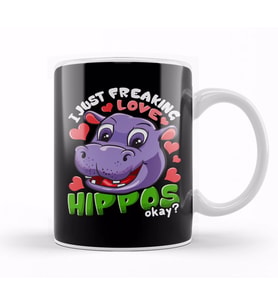 Cute I Just Freaking Love Hippos, Okay Baby Hippo Kupa Bardak Porselen