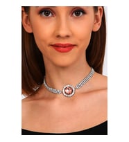 Kadın Rose Oval Model Zirkon Taşlı Gümüş Pırlanta Gerdanlık Kolye Abiye Düğün Nişan Tasma Choker