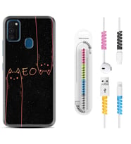 Samsung M21 M22 M23 M30 M31S M32 Kılıf Kablo Koruma Spiral Silikon Meow 1657