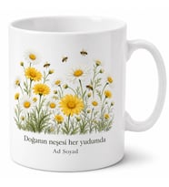 Papatya Tarlası Arı Çiçek Tasarım Kupa Bardak Bahçe Neşesi Hediye