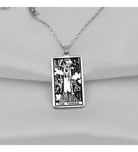 925 Ayar Gümüş  Tarot (The Tower) Kule Kolye
