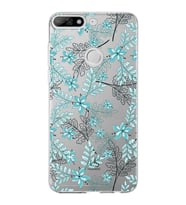 Huawei Y7 2018 Uyumlu Kapak Floral Su Yeşili Tasarımlı Şeffaf Silikon Kılıf