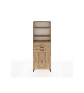 Arges Dolap 4 Raflı 3 Çekmeceli 2 Kapaklı 88x30x243 Çam-Çam