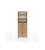 Arges Dolap 4 Raflı 3 Çekmeceli 2 Kapaklı 88x30x243 Çam-Çam
