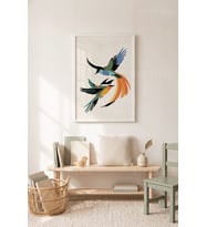 Kuşların Dansı Minimalist 1. Kalite Ahşap Çerçeveli Tablo