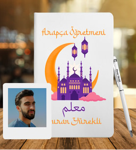 Arapça Öğretmenlerine Özel Defter Kalem & Fotoğraflı İnstagram Çerçeve Hediye Seti