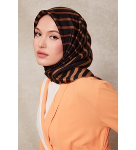 Siyah Camel Levidor Twill İpek Eşarp 42