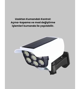Solar Şarjlı Hareket Sensörlü LED Dış Mekan Lambası Kamera Tasarımlı Güvenlik Işığı