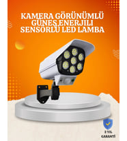 Solar Şarjlı Hareket Sensörlü LED Dış Mekan Lambası Kamera Tasarımlı Güvenlik Işığı