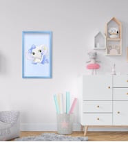 BK Home Sevimli Fil Tasarımlı Dekoratif Mavi Ahşap Çerçeveli Çocuk Odası Tablo-4