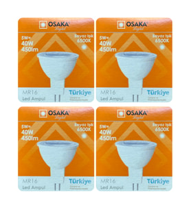 (4 Adet) Osaka 5W (40W) Beyaz Işık (6500K) G4 Duylu (İğne Bacak) Led Çanak Ampul