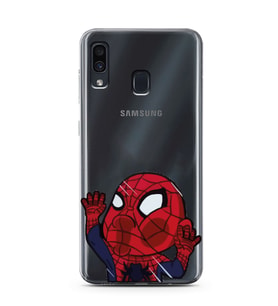 Samsung Galaxy A20/A30 Uyumlu Örümcek Adam Desenli Şeffaf Telefon Kılıfı