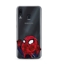 Samsung Galaxy A20/A30 Uyumlu Örümcek Adam Desenli Şeffaf Telefon Kılıfı