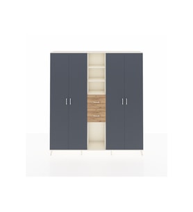 Arges Dolap 15 Raflı 2 Çekmeceli 4 Kapaklı 220x30x243 Aytaşı-Antrasit/Çam