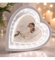 Led Işıklı Fotoğraflı Kalpli Büyük Sihirli Ayna Fotağraf  Baskısı Hediyeli