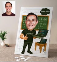 Karikatürlü Yazılımcı Bilgisayar Mühendisi Programcı Kişiye Özel Puzzle