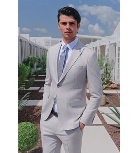 Gri-Beyaz Kırlangıç Yaka 6 Drop Slim Fit Tam Astar Esnek Takım Elbise 1001260163