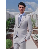 Gri-Beyaz Kırlangıç Yaka 6 Drop Slim Fit Tam Astar Esnek Takım Elbise 1001260163