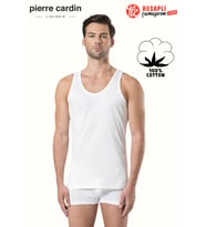 Pierre Cardin Premium Erkek %100 Pamuklu Rahat Ter Emen Gündelik, Damat Çeyiz Kutulu Tek Atlet (Beyaz)