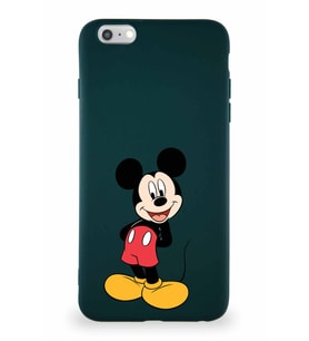 Apple iPhone 6S Plus Soft Premier Kapak Mickey Mouse-B Tasarımlı Silikon Kılıf - Yeşil (Şeffaf)