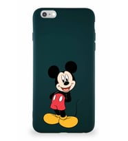 Apple iPhone 6S Plus Soft Premier Kapak Mickey Mouse-B Tasarımlı Silikon Kılıf - Yeşil (Şeffaf)