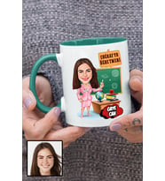 Kadın Coğrafya Öğretmenine Hediye Karikatürlü Yeşil Kupa Bardak