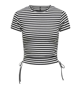 ONLY ONLWENDY S/S RUCHING TOP JRS 15284982 (Siyah)
