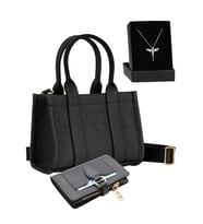 Givenza Çüzdan Ve Kolye Hediyeli Orijinal The Tote Bag Ayarlanabilir Kolon Askılı Yumuşak Deri Çapraz Mini El Kol ve Omuz Çantası (Siyah)