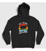 Presmono Unisex Siyah Don't Worry Be Capy Capybara Kapüşonlu Sweatshirt 489877tt