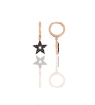 Gümüş rose siyah taşlı lotus modeli küpe SGTL11539ROSESIYAH