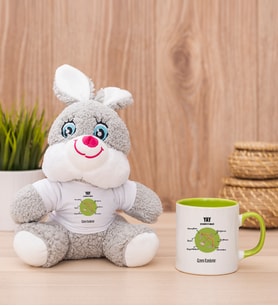 Kişiye Özel Yay Burcuna Hediye Peluş Tavşan ve Yeşil Kupa