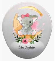 Kişiye Özel Fil Desenli Mouse Pad Bilek Destekli