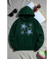 Unisex Eternal Light Baskılı Oversize Sweatshirt (Yeşil)