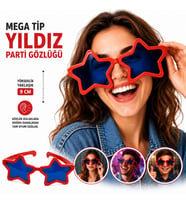 Mega Tip Yıldız Parti Gözlüğü Kırmızı Renk