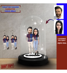 Kişiye Özel Karikatür Bordo Mavi Taraftar Tasarımlı Fanus Biblo, Taraftar Hediyesi, + 2 anahtarlık ile