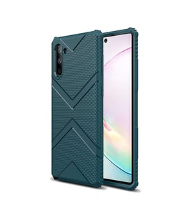 Galaxy Note 10 Kılıf Köşeleri Airbagli Parmak İzi Yapmayan Hank Silikon Kılıf (Yeşil)