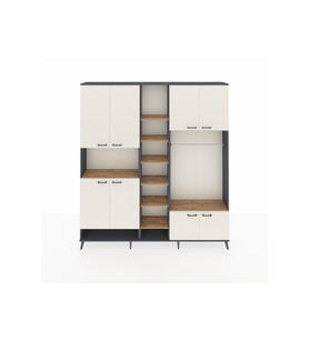 Arges Dolap 18 Raflı 8 Kapaklı Tek Askılı 220x30x243 Antrasit-Aytaşı/Çam