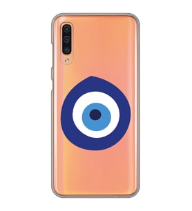 Samsung Galaxy A70 Uyumlu Nazar Boncuğu Tasarımlı Şeffaf Telefon Kılıfı