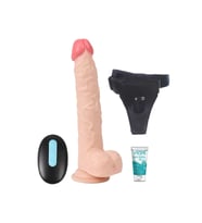 Uzaktan Kumandalı Penis Kalıbına Göre Tasarlanan 10 Modlu Titreşimli 23 cm Belden Bağlamalı Penis