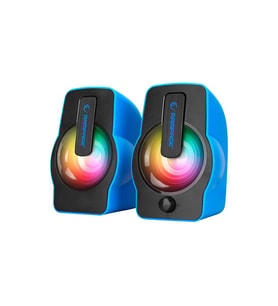 MAVİ - RGB IŞIKLI 1+1 HOPARLÖR SPEAKAER SET USB KABLO 2.0 MULTİMEDYA - 6W (5680)