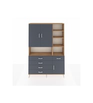 Arges Gardrop 8 Raflı 5 Çekmeceli 3 Kapaklı 132x30x195 Çam-Antrasit