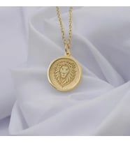 Kişiye Özel 925 Ayar Gümüş Tasarım Aslan Kolye (Gold)